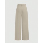 Minimalist Design Thin Slightly Sheer Navy Blue Solid Color Suit Pants With Zipper And Hook Closure Wide Leg Slimming All-Season Fashion Trousers