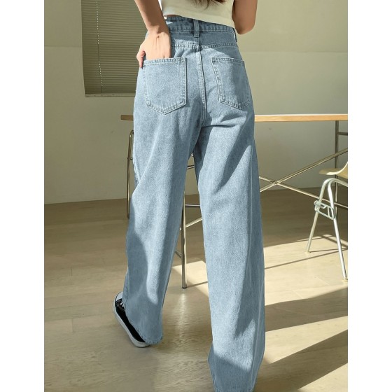 High Waist Washed Wide Leg Jeans