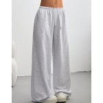 Women's Summer Simple Front Tie Loose Sweatpants, Casual Daily Wear, Graduation, Teacher For Women, Back To School Lounge Work Gray
