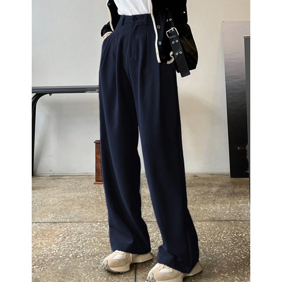 Women s Solid Color Pocket Straight Leg Casual Office Pants Women Dress Pants Fall