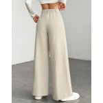 Women s Solid Color Front Button Casual Wide Leg Pants Suitable For Daily Wear Petite Women