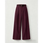 Mid Waist Solid Color Elegant Straight Leg Pants With Belt Spring