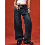 Women s Straight Leg Loose Casual Jeans Autumn Streetwear Occasion Minimalism Pockets Jeans Versatile Western Wear Summer