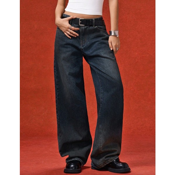 Women s Straight Leg Loose Casual Jeans Autumn Streetwear Occasion Minimalism Pockets Jeans Versatile Western Wear Summer