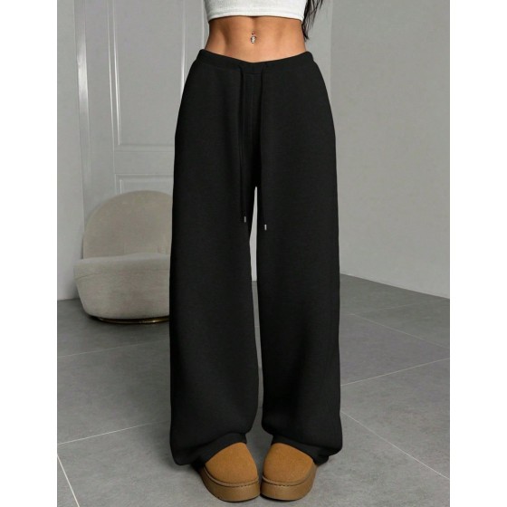 Women s Solid Color Front Tie Simple Straight Leg Sweatpants Casual Daily Wear Graduation Teacher For Women Back To School