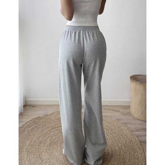 Women Summer Loose Casual Joggers Light Grey Winter Athleisure Gym Back To School Number 87 Embroidery Low Waist Drawstring Flared Leg Vintage Sports