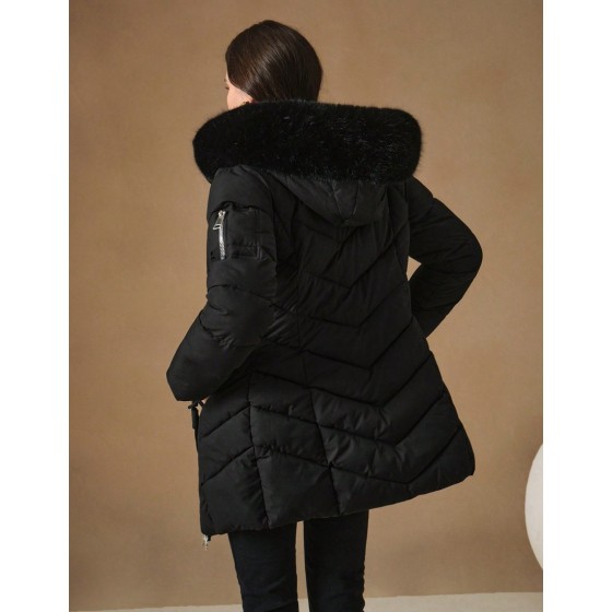 Women s Mid Length Minimalist Style Hooded Jacket