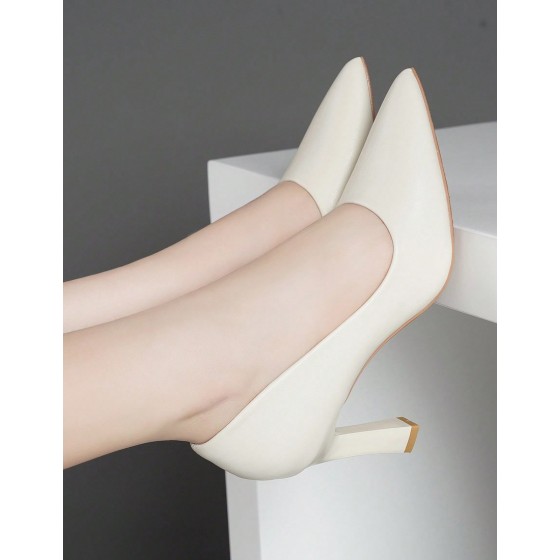 Women s Fashion High Heel Shoes 2023 New Thick Heel Pointed Toe Low Vamp Office Shoes For Work Black