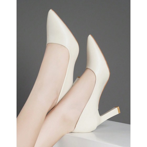 Women s Fashion High Heel Shoes 2023 New Thick Heel Pointed Toe Low Vamp Office Shoes For Work Black