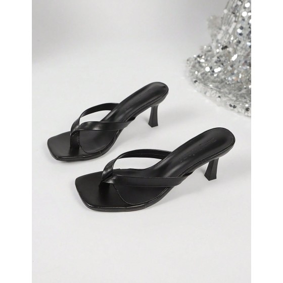 Multiple Strap Criss Cross Open Toe Square Toe Stiletto High Heel Mules Black High Heel Slides Comfortable White High Heels Kitten Heel Style Gold