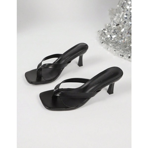Multiple Strap Criss Cross Open Toe Square Toe Stiletto High Heel Mules Black High Heel Slides Comfortable White High Heels Kitten Heel Style Gold
