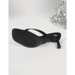Multiple Strap Criss Cross Open Toe Square Toe Stiletto High Heel Mules Black High Heel Slides Comfortable White High Heels Kitten Heel Style Gold
