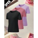 Women s Summer Quick Dry Short Sleeve 3 Pieces Set Suitable For Daily Casual Wear And Running Cycling Ball Sports And Fitness