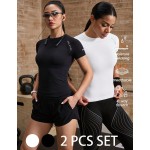 Women s Seamless Sports T Shirt Set Women s Solid Color 3 PCS Round Neck Short Sleeve Casual Fitness Sports T Shirt Casual Printed Round Neck Short Sleeve T Shirt Workout Tee Women Seamless