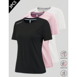3pcs Women s Quick Dry Short Sleeve T Shirts Breathable Sports Fitness Yoga Running Cycling Outdoor Casual Summer Athletic Tops