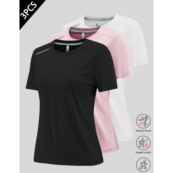 3pcs Women s Quick Dry Short Sleeve T Shirts Breathable Sports Fitness Yoga Running Cycling Outdoor Casual Summer Athletic Tops