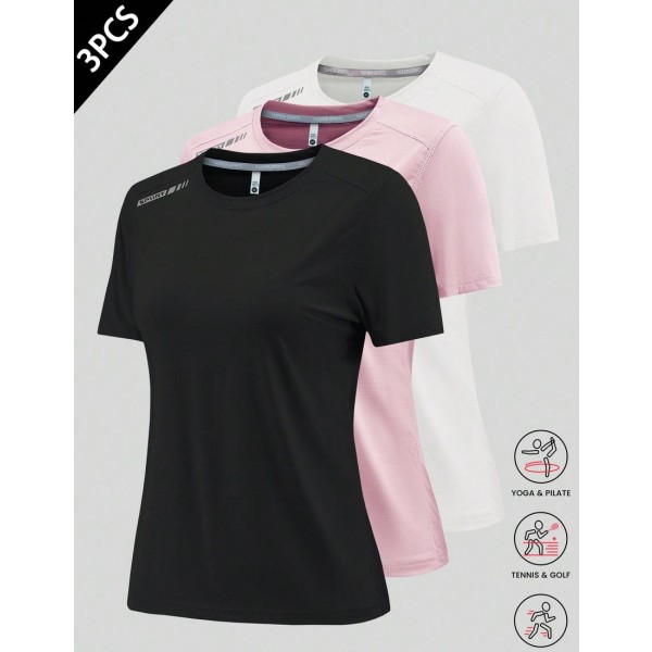 3pcs Women s Quick Dry Short Sleeve T Shirts Breathable Sports Fitness Yoga Running Cycling Outdoor Casual Summer Athletic Tops