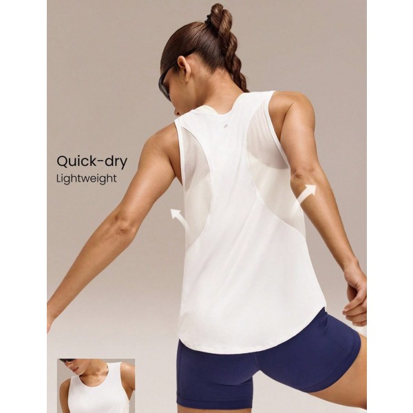 Lightweight Gear Up Mesh Curved Hem Tank Top Gym Workout Daily Spring Fall