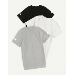 3pcs Letter Graphic Raglan Sleeve Sports Tee Gym Top