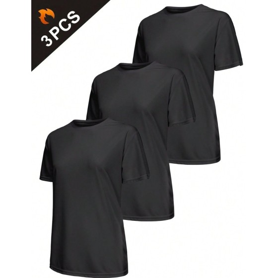 3pcs Women s Solid Color Lightweight Quick Dry Sports T Shirts Breathable And Comfortable Tops Suitable For Fitness Training Exercise Running Gym Basic Tees