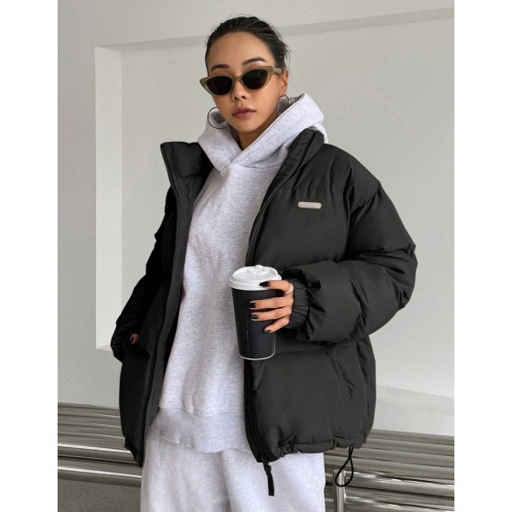 Women s Letter Zipper Patchwork Padded Coat Winter Women Clothes Winter Coat Women Jacket