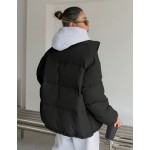 Women s Letter Zipper Patchwork Padded Coat Winter Women Clothes Winter Coat Women Jacket