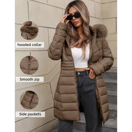 Women s Lightweight Down Jacket Hooded Multi Pocket Suitable For Layering And Casual Outdoor Wear In Autumn Winter