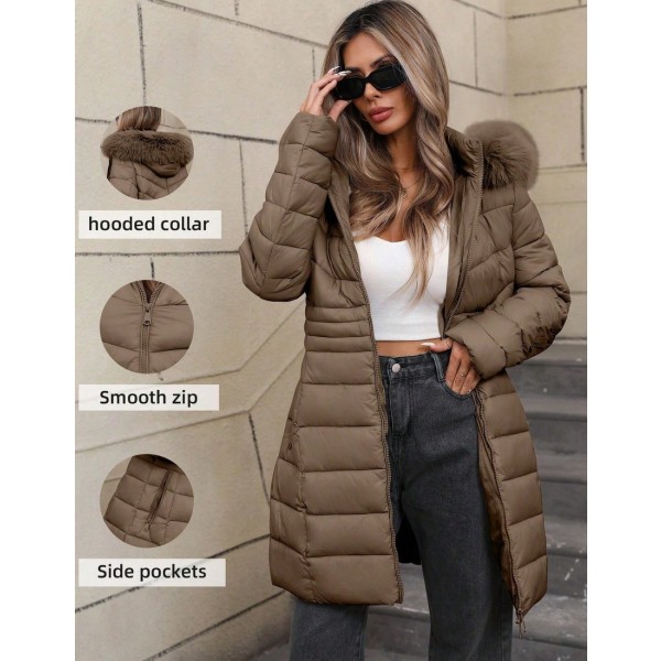 Women s Lightweight Down Jacket Hooded Multi Pocket Suitable For Layering And Casual Outdoor Wear In Autumn Winter