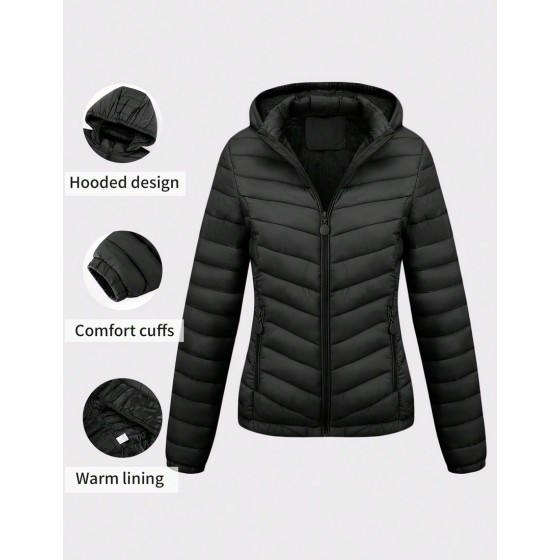 Women s Autumn Minimalist Hooded Cape Jacket No Zipper Design Practical Pockets Black Elegant Winter