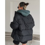 Women Plain Zip Up Collar Casual Winter Jacket Women Coats