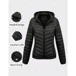 Women s Autumn Minimalist Hooded Cape Jacket No Zipper Design Practical Pockets Black Elegant Winter