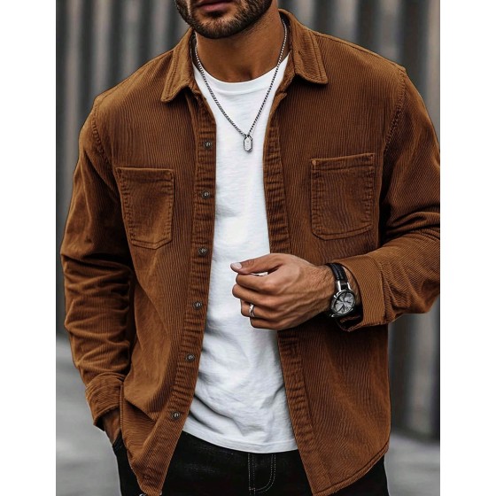 Men s Casual Shirt Jacket Dual Pocket Design Daily Casual Fashion Minimalist Long Sleeve Shirt For Outings Commuting And Street Style