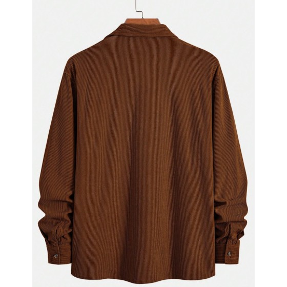 Men s Casual Shirt Jacket Dual Pocket Design Daily Casual Fashion Minimalist Long Sleeve Shirt For Outings Commuting And Street Style