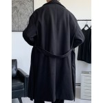 Manfinity Hypemode Loose Fit Men s Long Sleeve Lapel Collar Dropping Shoulder Belted Overcoat Plain Going Out Casual
