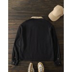 Men s Black And Beige Colorblock Zip Up Casual Jacket Autumn Slim Fit Woven Shacket With Shirt Collar Holiday Vintage Cropped Coat Father s Day Gifts