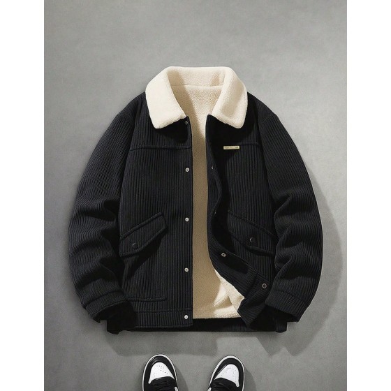 Men s Casual Minimalist Outdoor Long Sleeve Jacket Thermal Lined Thickened Jacket With Collar Suitable For Autumn Winter