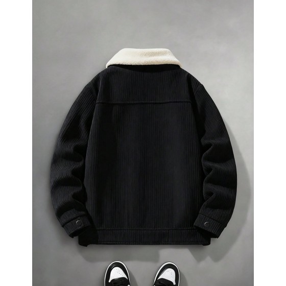 Men s Casual Minimalist Outdoor Long Sleeve Jacket Thermal Lined Thickened Jacket With Collar Suitable For Autumn Winter