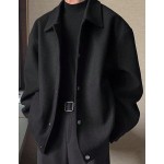 Men s Solid Color Turndown Collar Full Zip Long Sleeve Jacket Thick Outerwear Streetwear Gentleman Style Versatile For Multiple Occasions