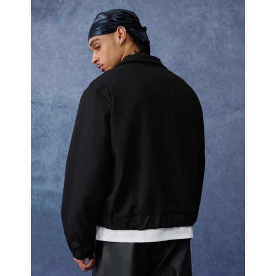 Men s Dark Techwear Asymmetrical Metal Button Aviator Jacket Cleanfit Minimalist Streetwear Style Niche Unique Design Luxury High End Dark Techwear Avant Garde Deconstruction Cleanfit Minimali