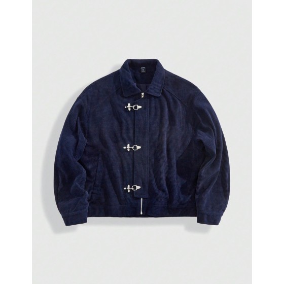 MEN Spring Casual Graphic Men S Autumn Long Sleeve Button Up Corduroy Collar Jacket