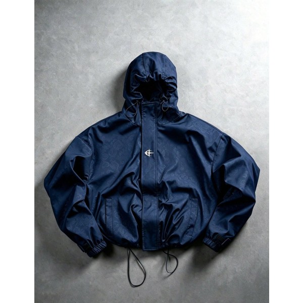 Men s Jacket Outerwear Navy Blue Autumn Street Wear Hiking Moon Print High Street Hip Hop Ins Style Petal Street Outing Date Husband Gift Y2k Casual