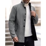 Men s Long Sleeve Casual Contrast Color Overcoat Autumn Winter Going Out Warm Light Grey Overcoat For Friends Husband Boyfriend Gifts