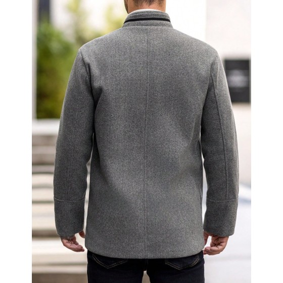 Men s Long Sleeve Casual Contrast Color Overcoat Autumn Winter Going Out Warm Light Grey Overcoat For Friends Husband Boyfriend Gifts
