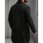 Men s Solid Color Pocket Button Front Long Sleeve Overcoat Autumn Fall Clothes Winter Ceremony