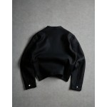 Men s Oblique Button Long Sleeve Jacket Asymmetrical Design Casual Recommended Gift For Husband Boyfriend Friend Black Cropped Men Fall
