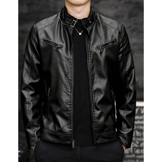 Men s Autumn Outdoor Cycling Motorcycle Leather Jacket