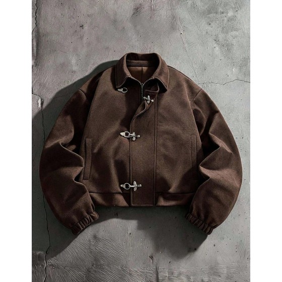 Men s Long Sleeve Casual Jacket With Snap Button Placket Vintage Jacket Spring Autumn