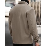 Men Solid Color Long Sleeve Single Breasted Pocket Casual Wool Blend Jacket Autumn Winter