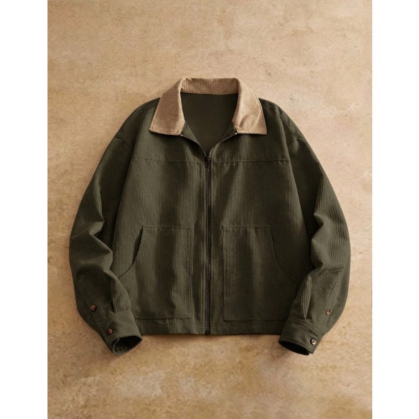 Men Casual Corduroy Collar Jacket for Everyday Wear and Vacation