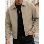Men Autumn Thin Fashion Casual Solid Color Coach Jacket Lapel Outerwear